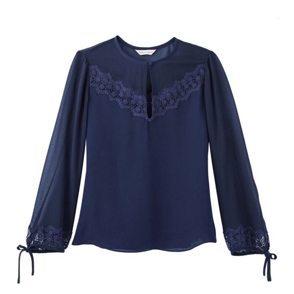 NWT Rebecca Taylor Silk Georgette & Lace Top size 6